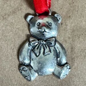1992 Seagull Pewter Tiny Treasures Teddy Bear Ornament. 1.25” by 0.75”